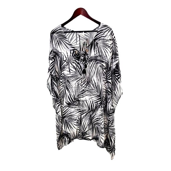 Dotti Swimwear Paradise Palms Chiffon Grommet Tunic Coverup Bathing Suit Cover - Picture 2 of 11